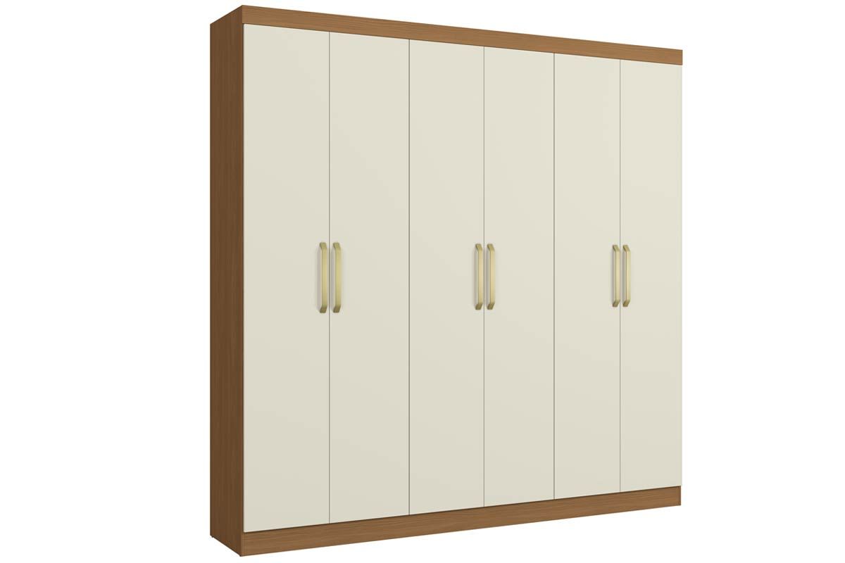 Guarda Roupa Casal 6 Portas 2Gasv ARM013 KappesbergCanela/Off White