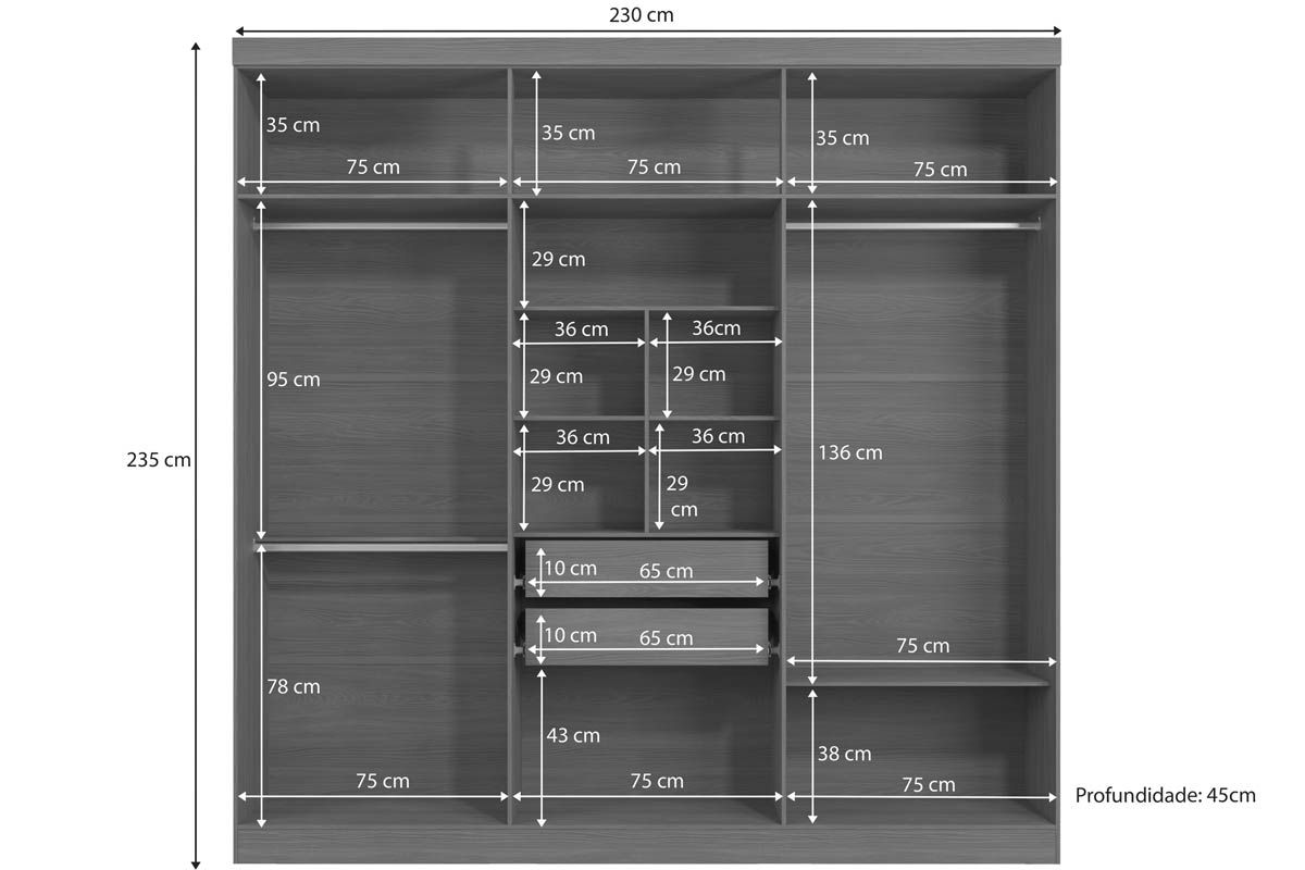 Guarda Roupa Casal 6 Portas 2Gasv ARM013 Kappesberg