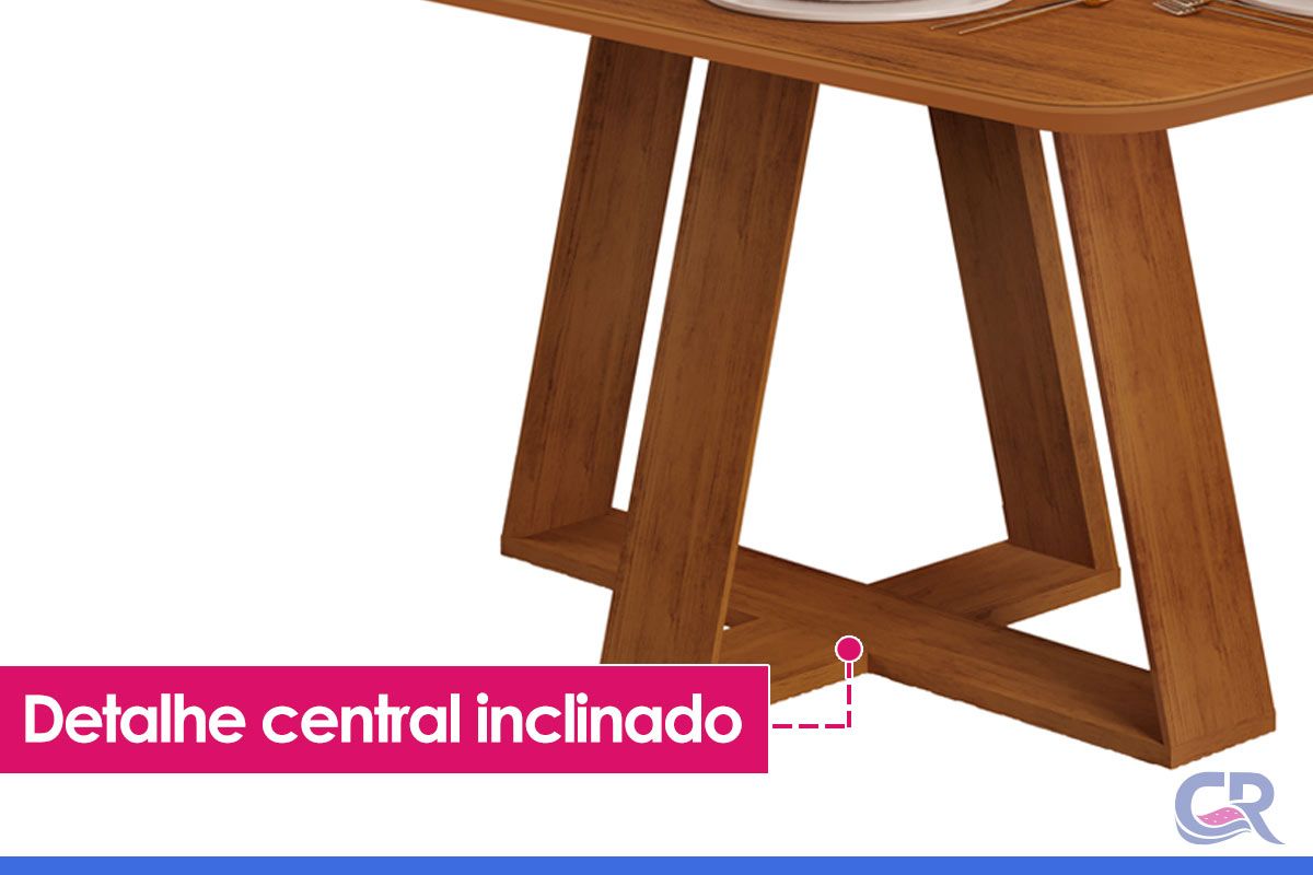 Mesa Jantar Celeste c/Tampo MDF Curvo 170cm DJ Móveis