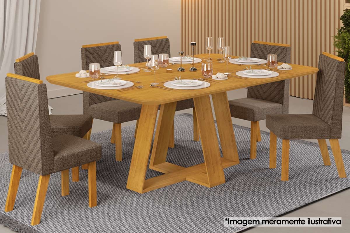 Mesa Jantar Celeste c/Tampo MDF Curvo 170cm DJ Móveis