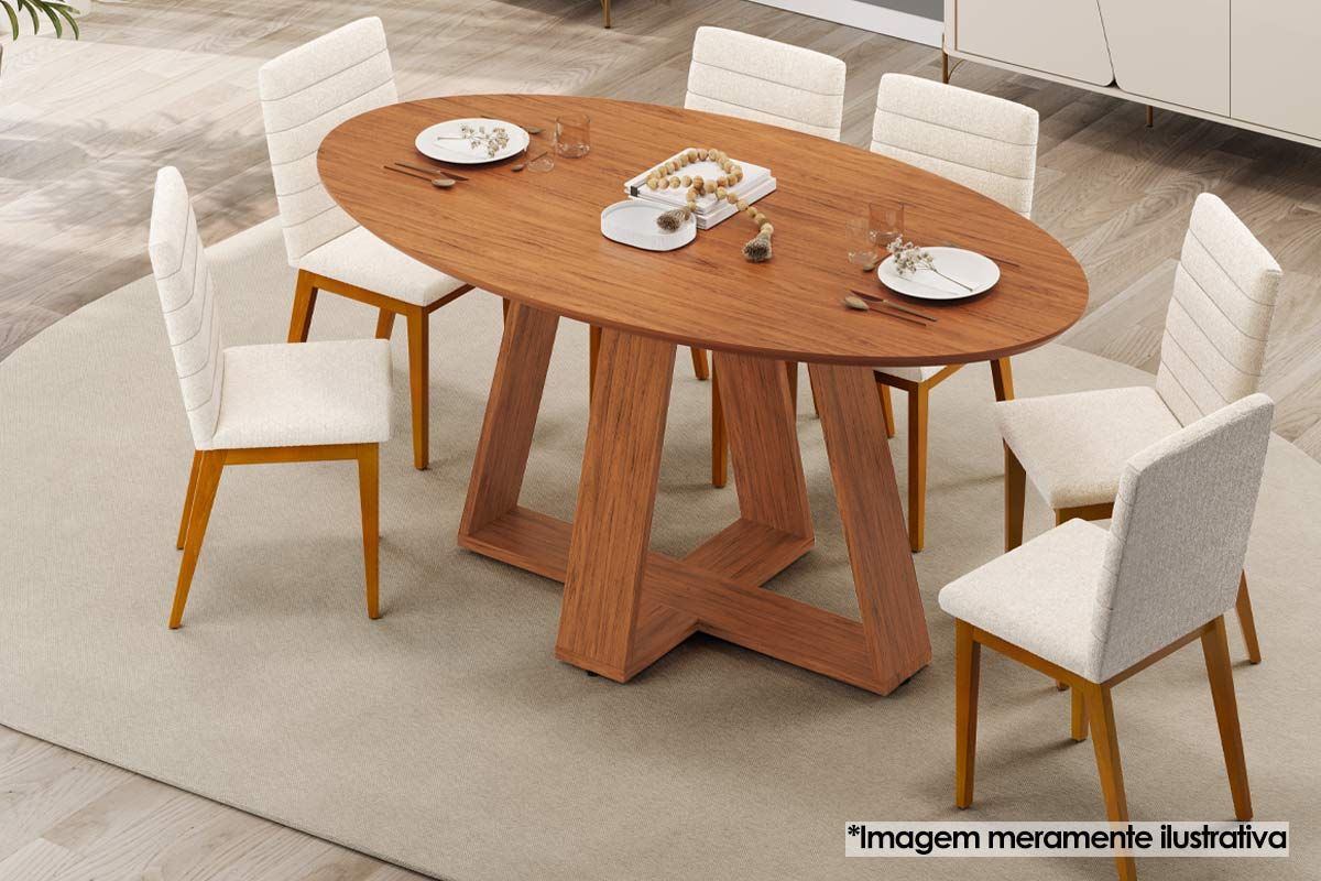 Mesa Jantar Celeste c/Tampo MDF Curvo 183cm DJ Móveis