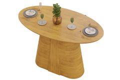 Mesa Jantar Ryze c/Tampo MDF Oval 183x100cm DJ Móveis - Cedro