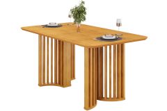 Mesa Jantar Luma c/Tampo MDF Curvo 170x90cm DJ Móveis - Cedro