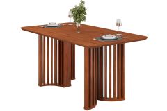 Mesa Jantar Luma c/Tampo MDF Curvo 170x90cm DJ Móveis - Freijo