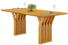 Mesa Jantar Yara c/Tampo MDF Curvo 170cm DJ Móveis - Cedro