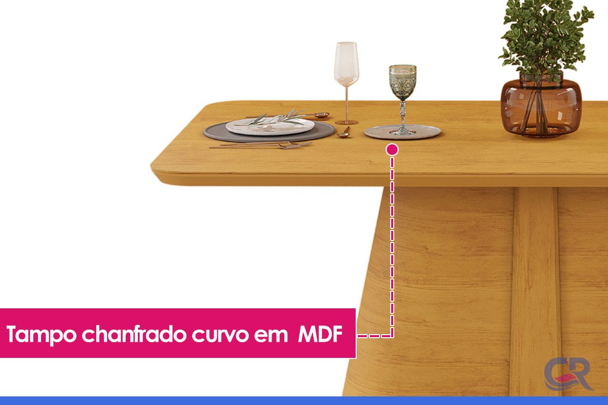 Mesa Jantar Ryze c/Tampo MDF Curvo 170x90cm DJ Móveis