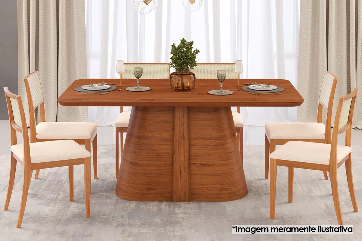 Mesa Jantar Ryze c/Tampo MDF Curvo 170x90cm DJ Móveis