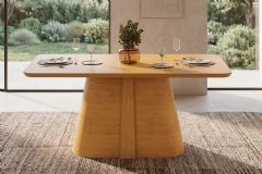 Mesa Jantar Ryze c/Tampo MDF Curvo 170x90cm DJ Móveis - Cedro