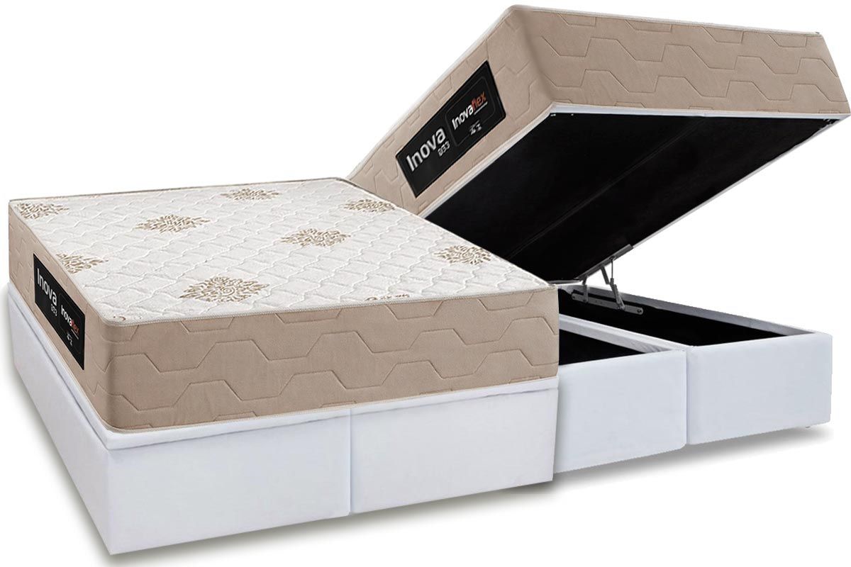 Cama Box Baú CRC +Colchão Ortopédico Plus Inovaflex