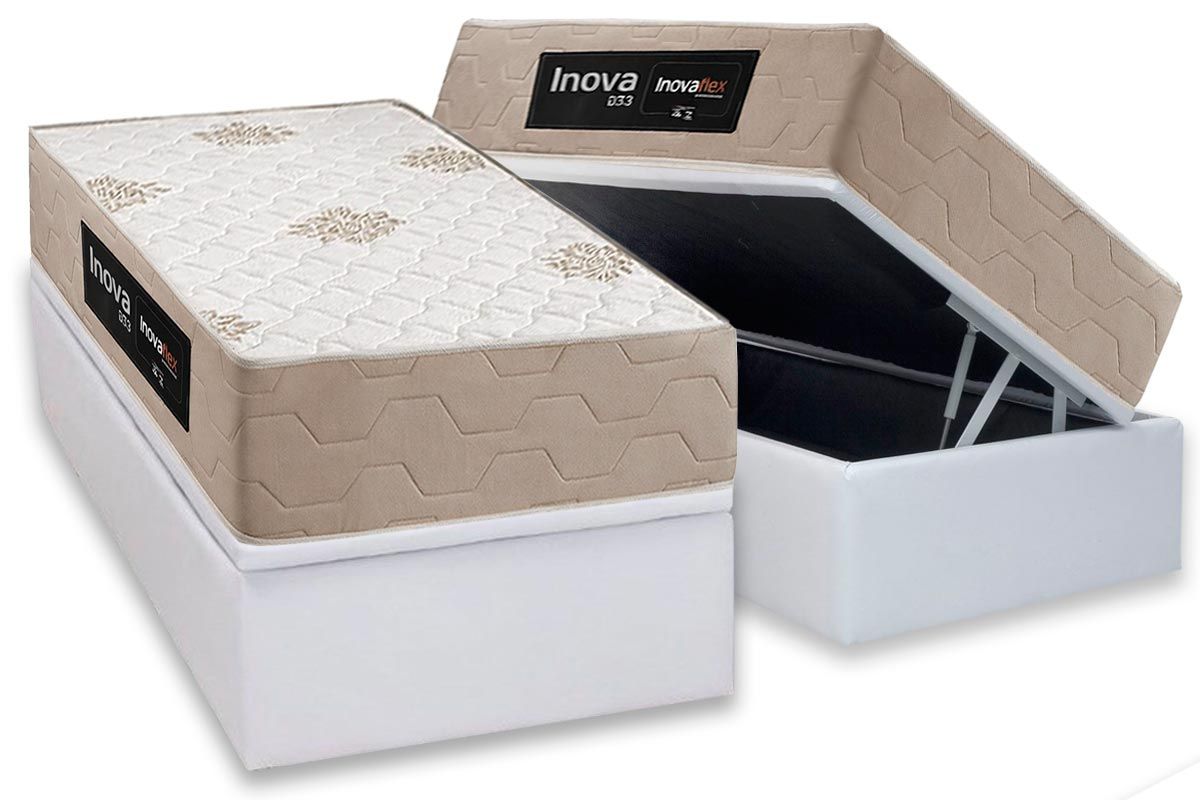 Cama Box Baú CRC +Colchão Ortopédico Plus Inovaflex