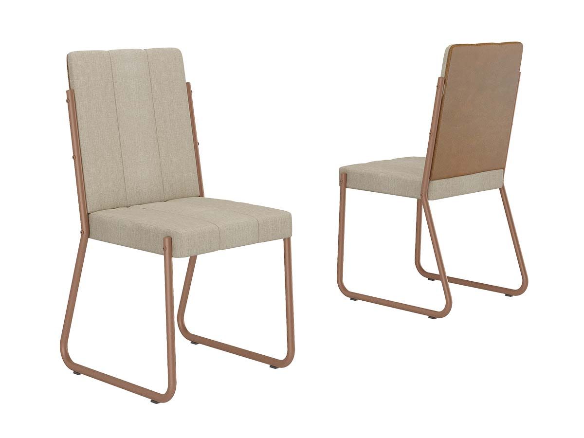 Cadeira Jantar Nina 1756 Kit 2 CarraroRose/Areia/Courino Caramelo