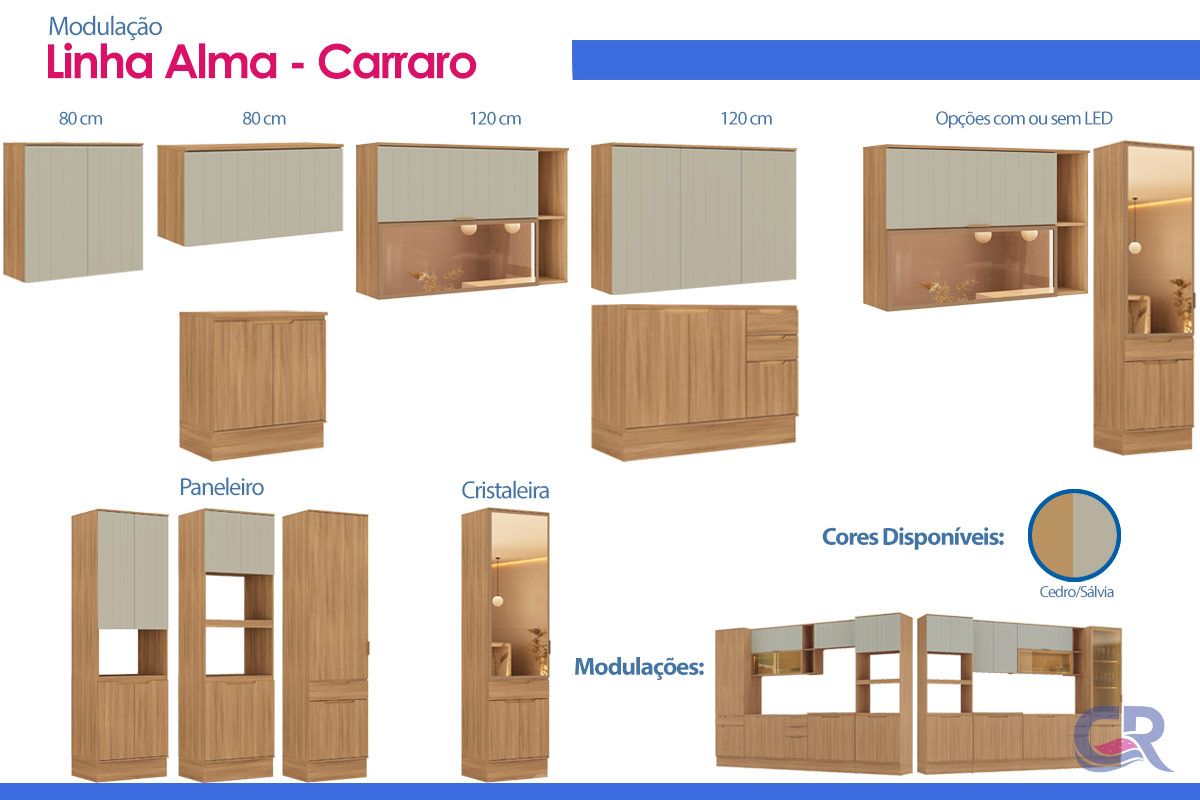 Paneleiro Cozinha Carraro Alma 4 Portas 2 Fornos 70cm