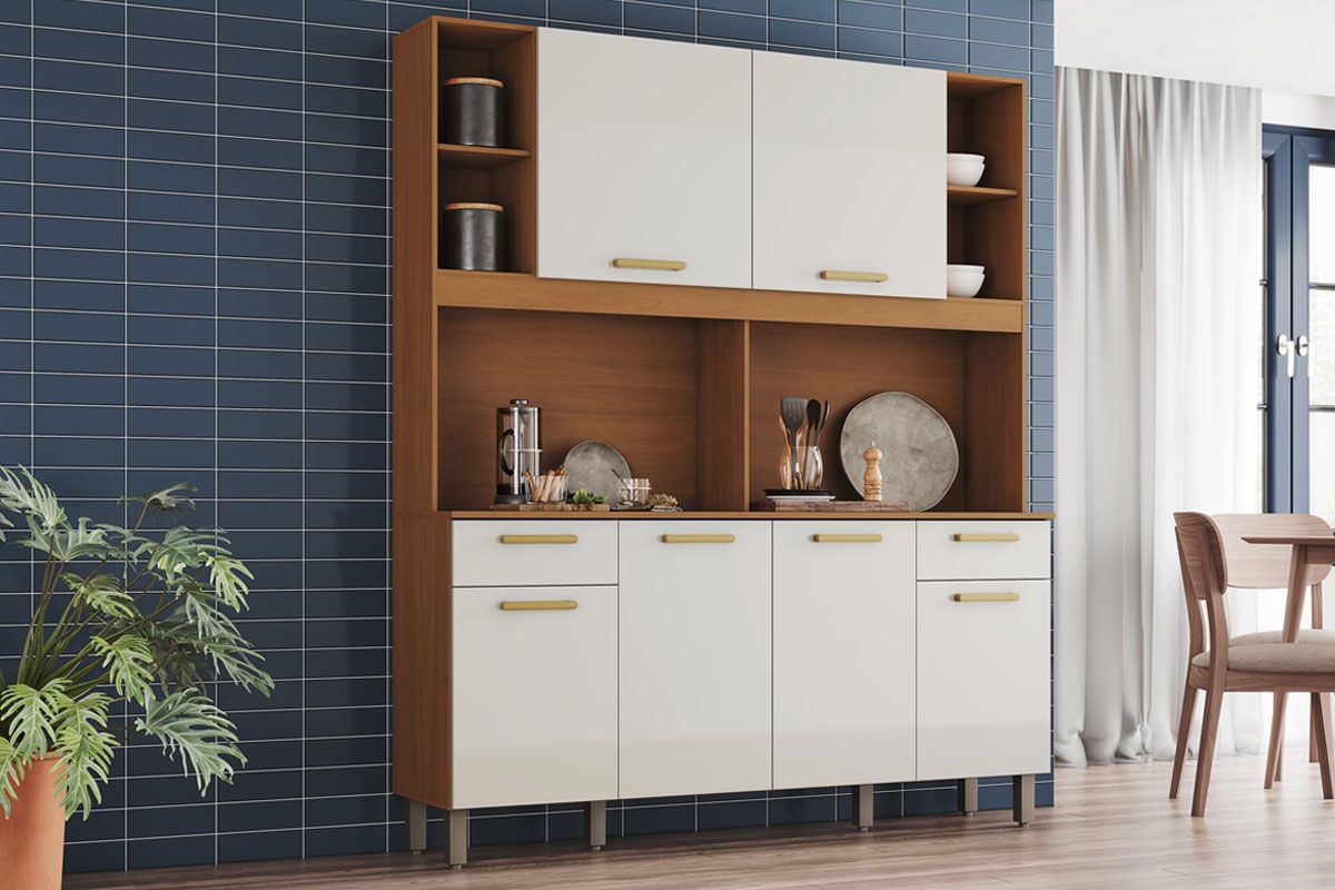 Cozinha Compacta Henn B130 6 Portas 2 GavetasNature/Off White