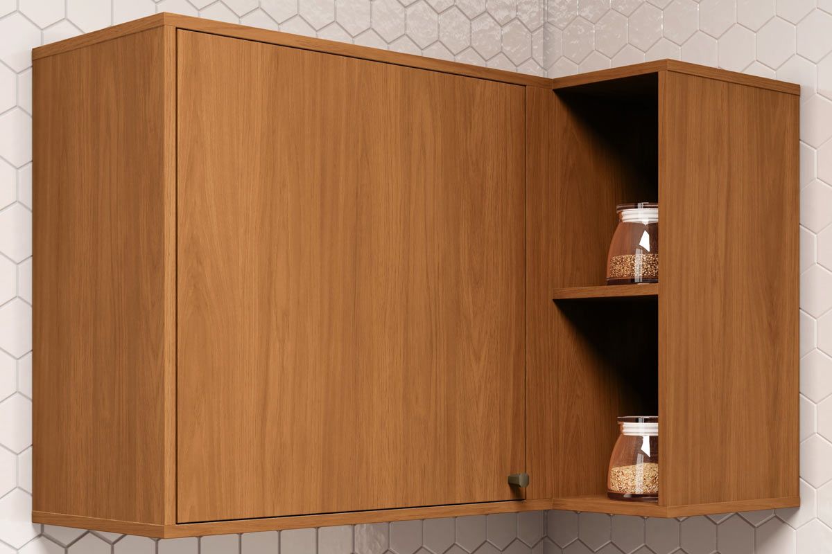 Armário Aéreo Cozinha Henn Venaly 1 Porta Canto RetoCinamomo