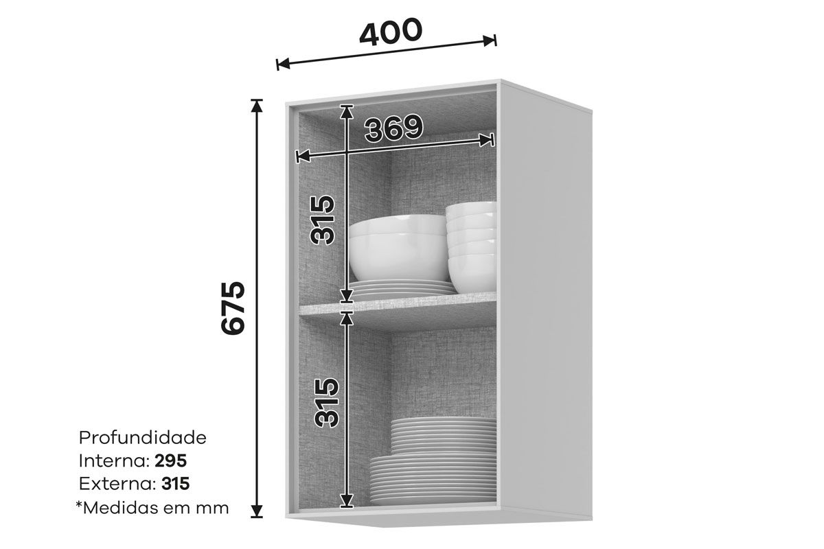 Armário Aéreo Cozinha Henn Fineze 1 Porta 40cm