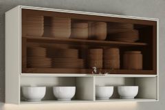 Armário Aéreo Cozinha Henn Fineze 1 Porta c/Vidro 120cm -  Areia