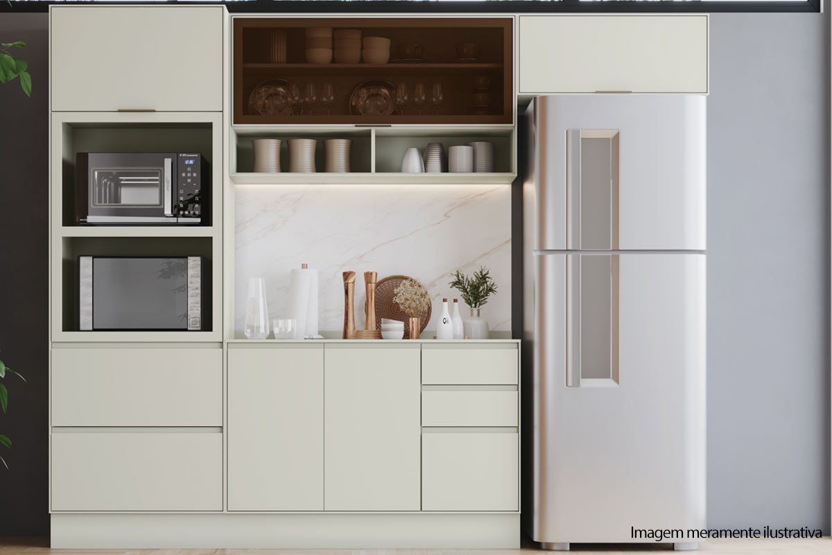 Armário Aéreo Cozinha Henn Fineze 1 Porta c/Vidro 120cm