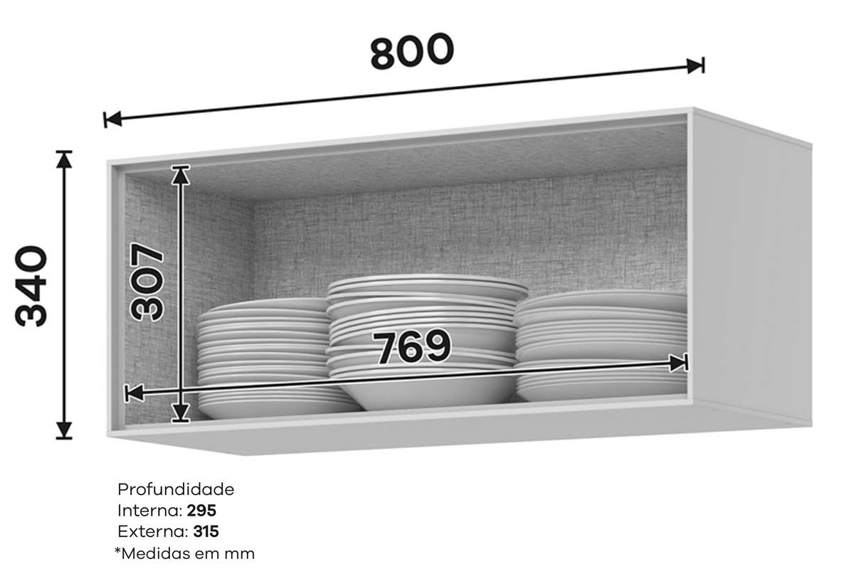 Armário Aéreo Cozinha Henn Fineze 1 Porta 80cm