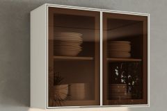 Armário Aéreo Cozinha Henn Fineze 2 Portas c/Vidro 80cm -  Areia