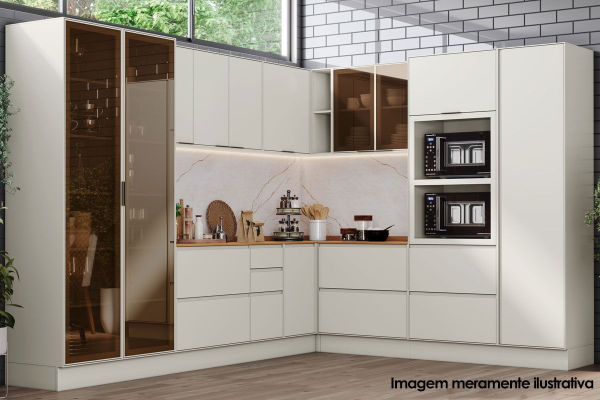 Armário Aéreo Cozinha Henn Fineze 2 Portas c/Vidro 80cm