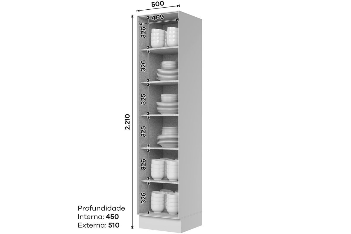 Cristaleira Cozinha Henn Fineze 1 Porta 50cm