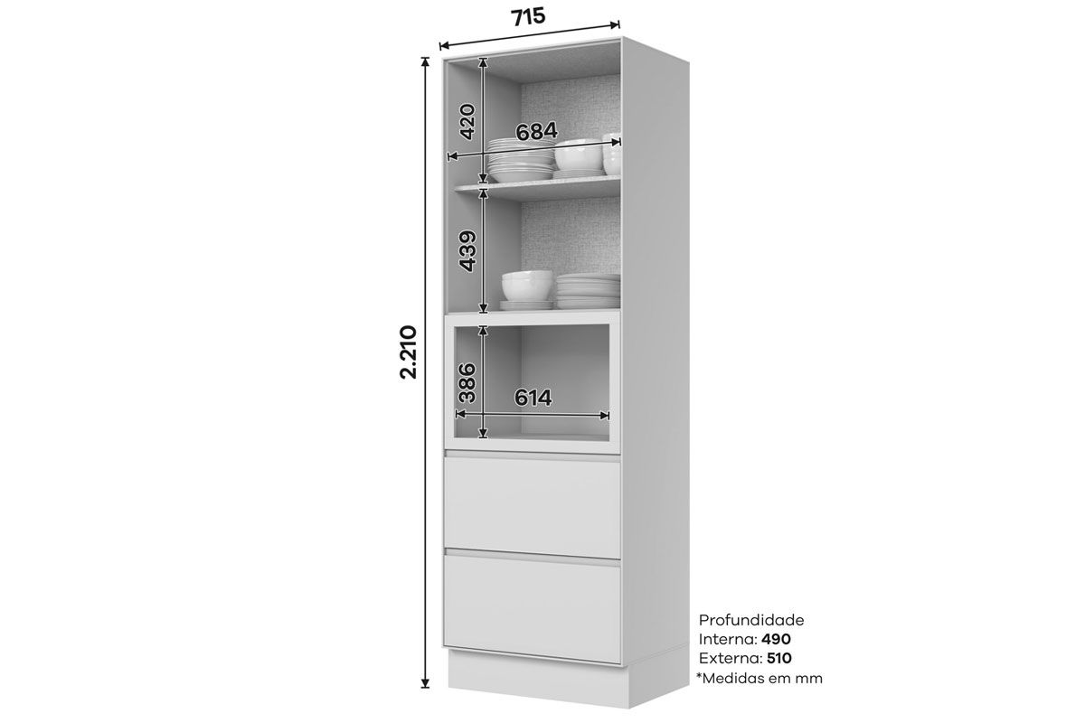Paneleiro Cozinha Henn Fineze 2 Portas 2 Gavetas