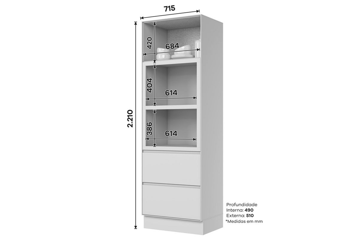 Paneleiro Cozinha Henn Fineze 1 Porta 2 Gavetas