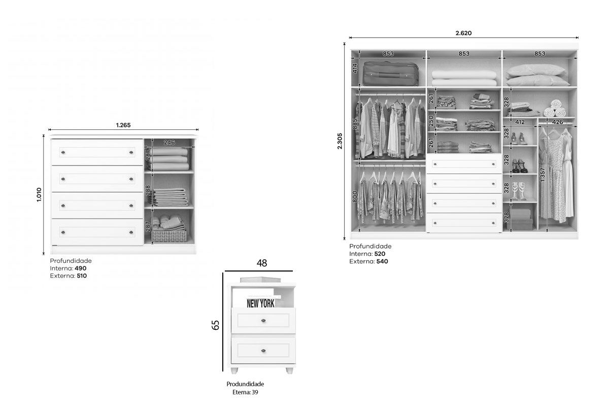 Quarto Casal Completo Americano 3 Peças Henn