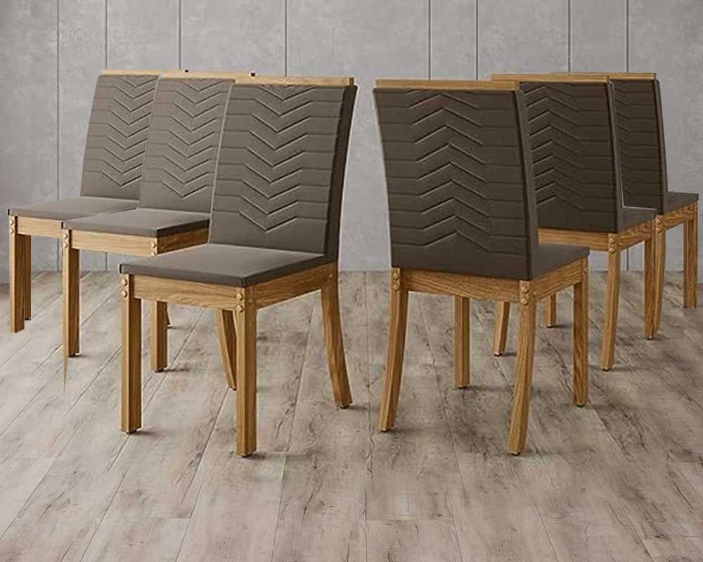 Mesa Jantar Vértice c/Tampo Vidro 6 Cadeiras Henn
