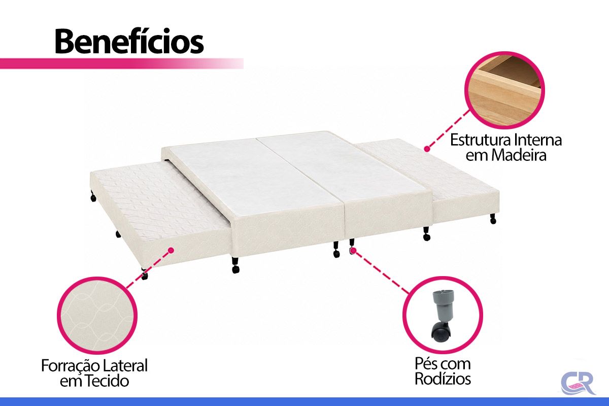 Cama Box c/2 Auxiliares Poli Clean Castor