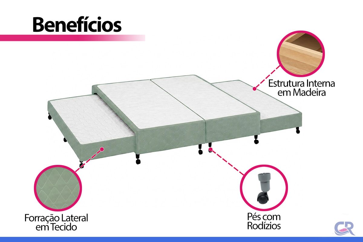 Cama Box c/2 Auxiliares Poli Green Castor