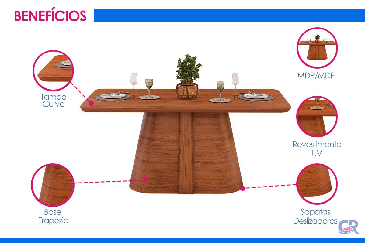 Mesa DJ Móveis Sorela/Platina c/Vd 160+6 Cad Serena/Lucila