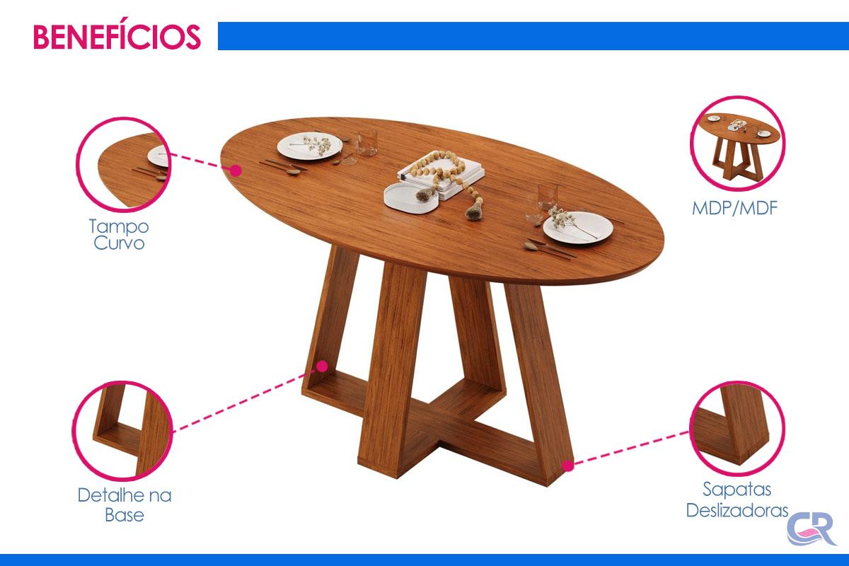 Mesa DJ Móveis Sorela/Platina c/Vd 160+6 Cad Serena/Lucila