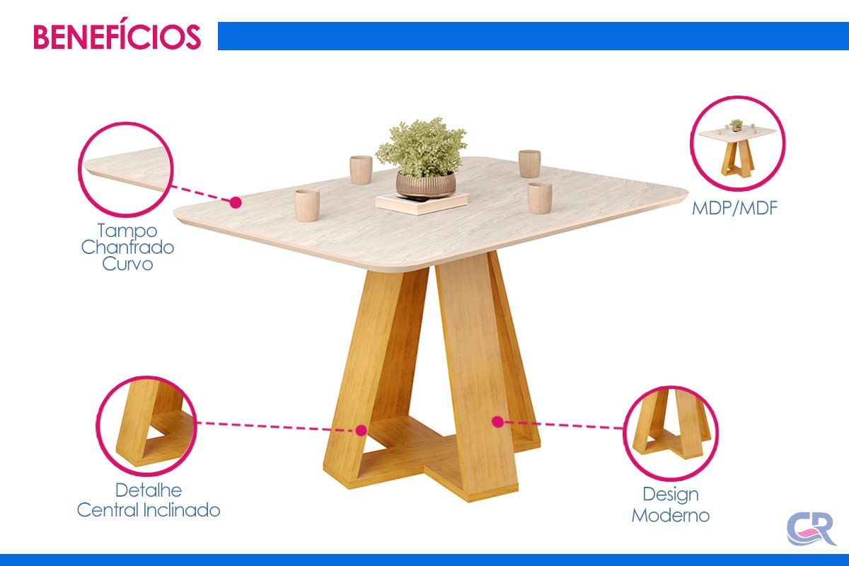 Mesa DJ Móveis Sorela/Platina c/Vd 160+6 Cad Serena/Lucila