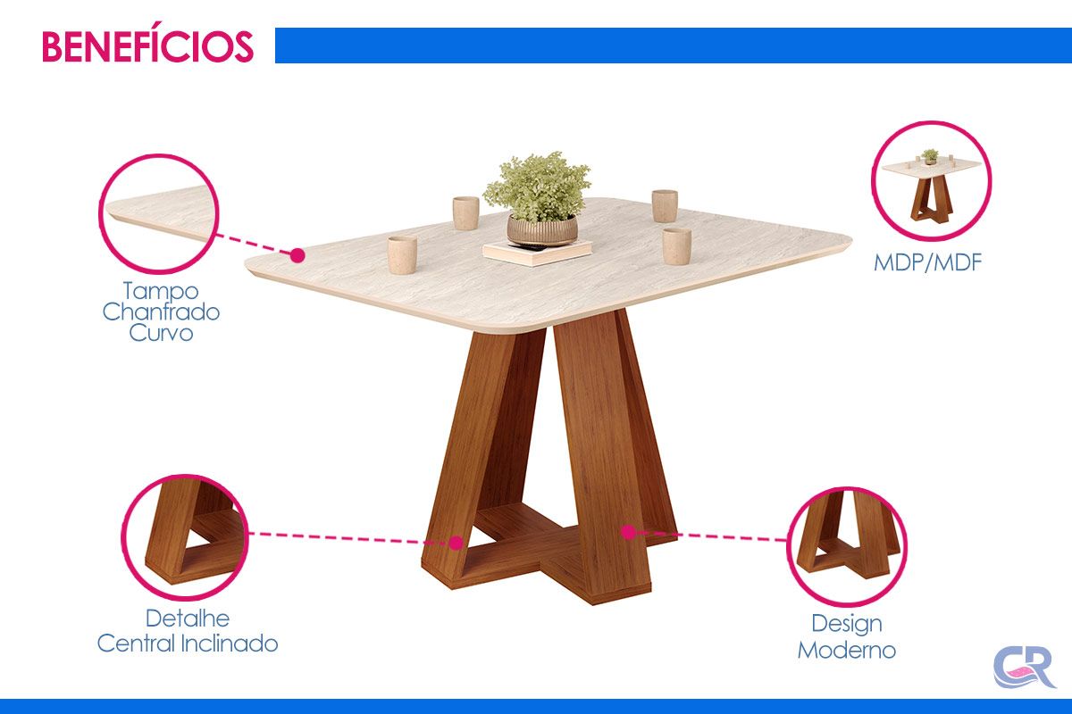 Mesa DJ Móveis Sorela/Platina c/Vd 160+6 Cad Serena/Lucila