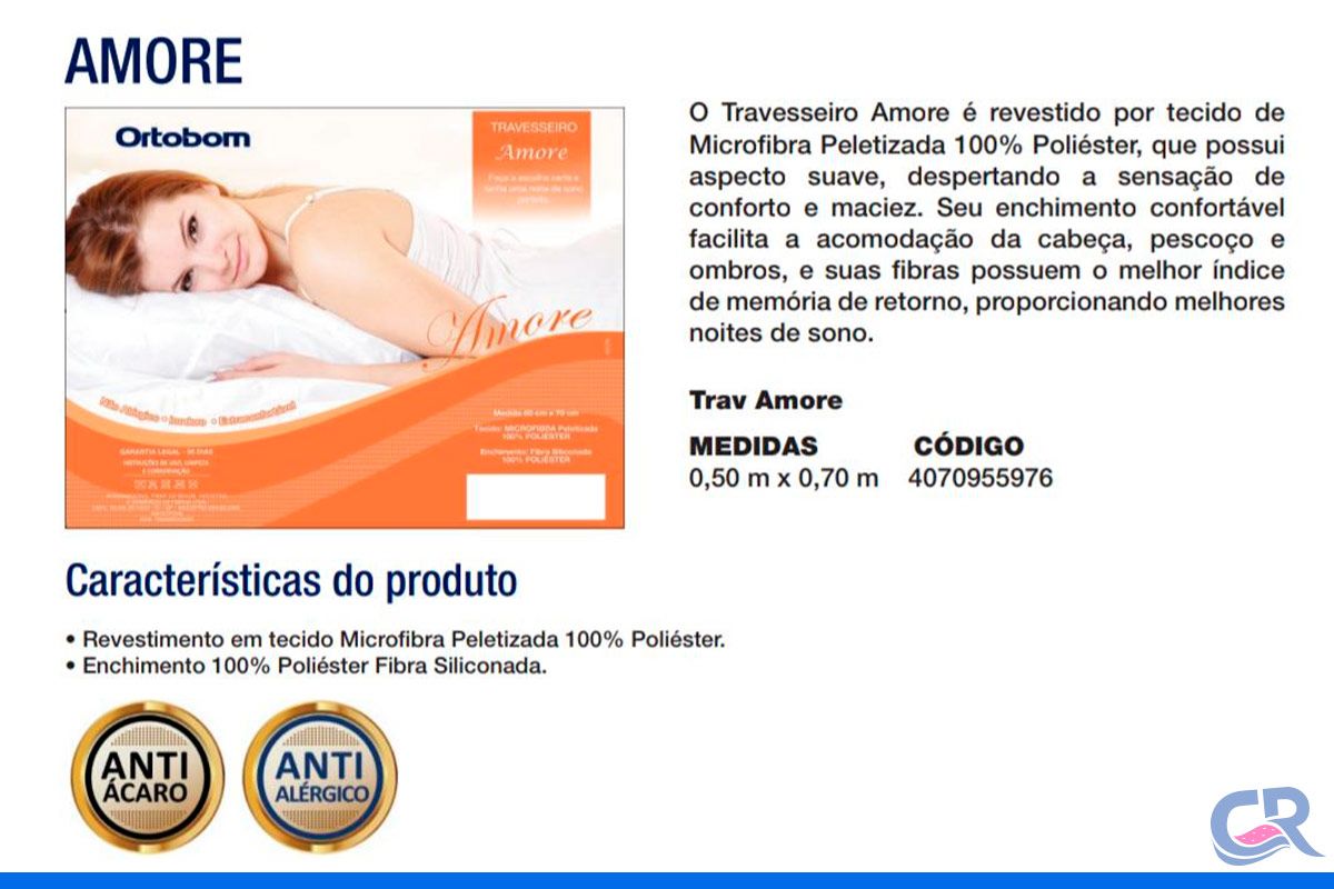 Travesseiro Fibras Pluma Kit 2un Amore Ortobom
