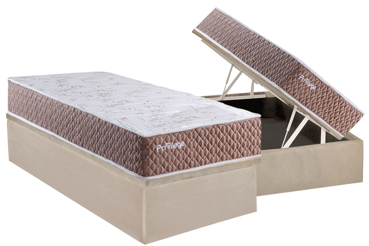 Cama Box Baú CRC +Colchão Molas Privilege Paropas