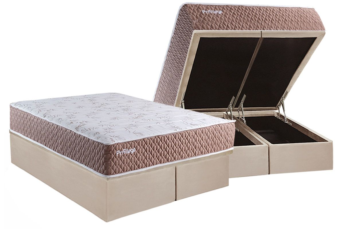 Cama Box Baú CRC +Colchão Molas Privilege Paropas