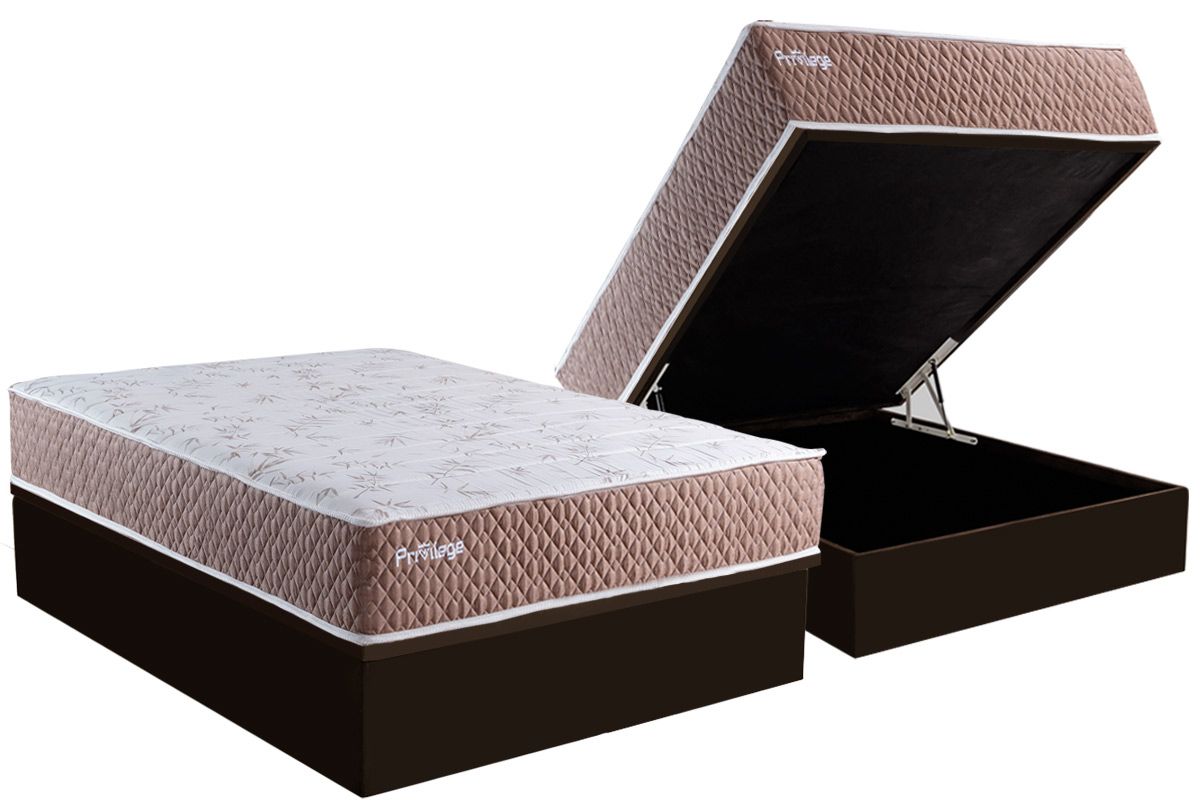 Cama Box Baú CRC +Colchão Molas Privilege Paropas