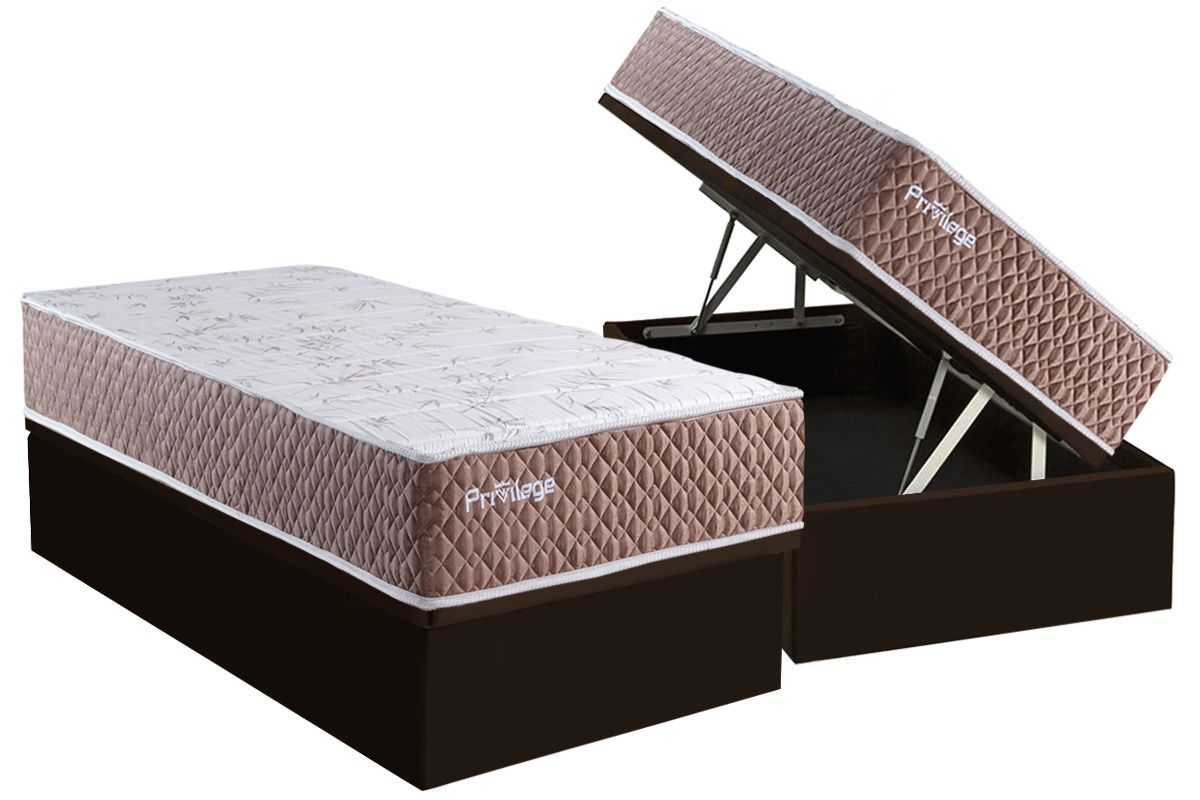 Cama Box Baú CRC +Colchão Molas Privilege Paropas
