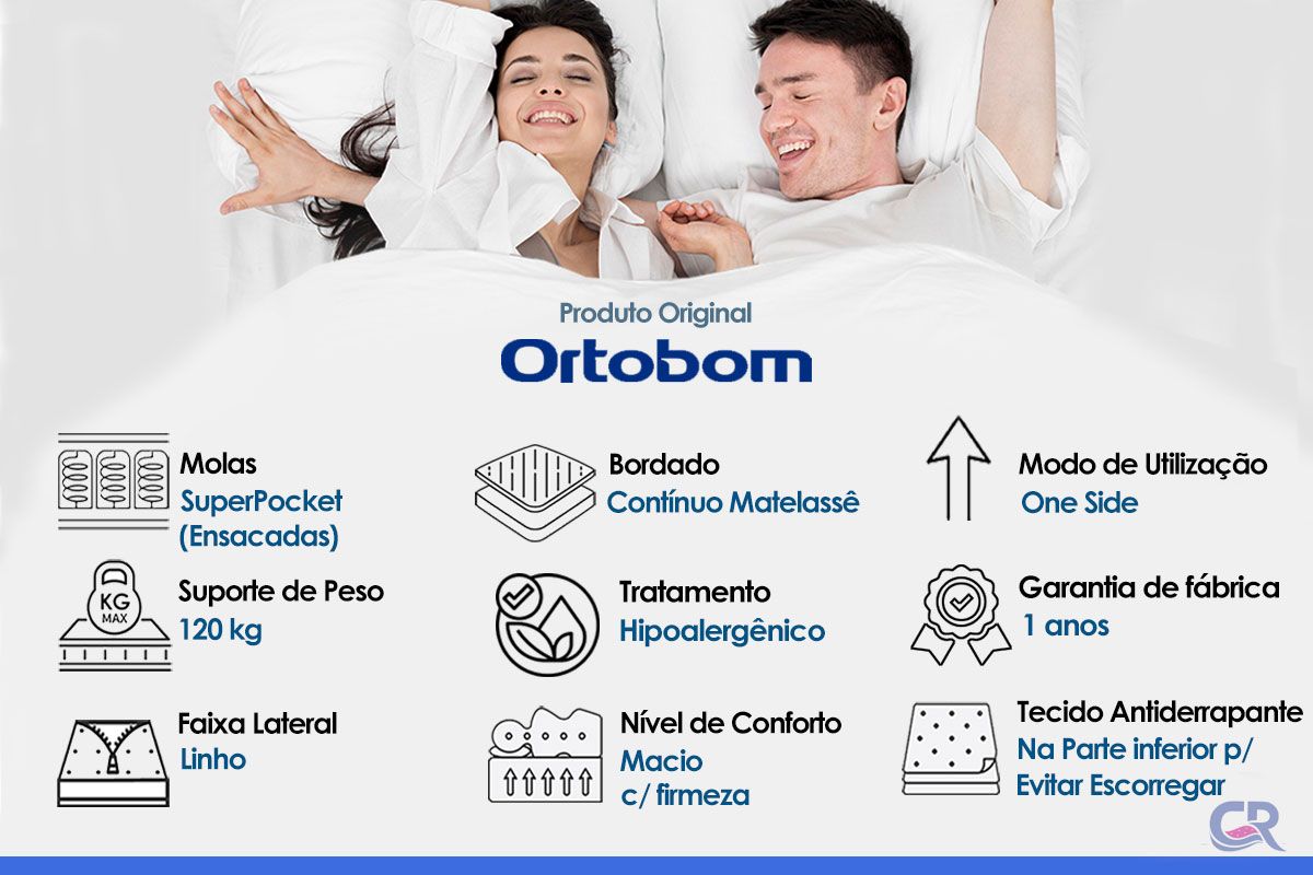 Cama Box CRC +Colchão Molas Plenno Ortobom