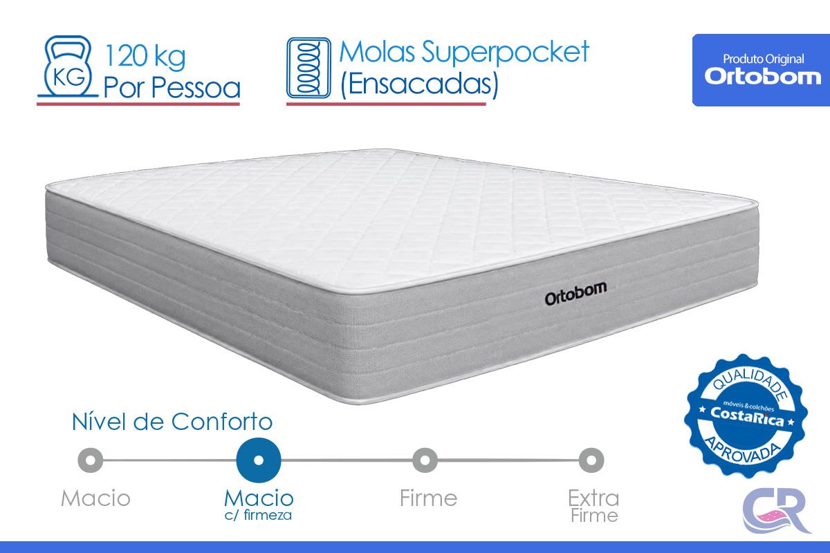 Cama Box Baú CRC +Colchão Molas Plenno Ortobom