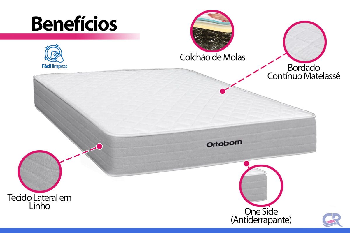 Cama Box CRC +Colchão Molas Plenno Ortobom