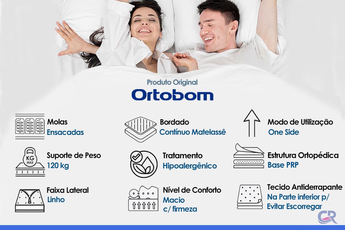 Cama Box CRC +Colchão Molas Plenno Ortobom