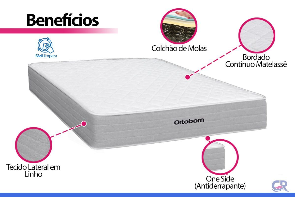 Cama Box CRC +Colchão Molas Plenno Ortobom