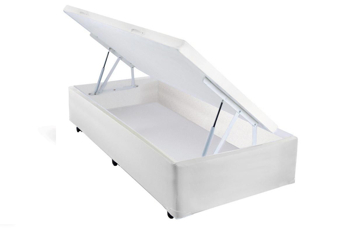 Cama Box Baú Castor Universal Branco New (95730)Cama Box Solteiro - 0,88x1,88x0,35 - Sem Colchão