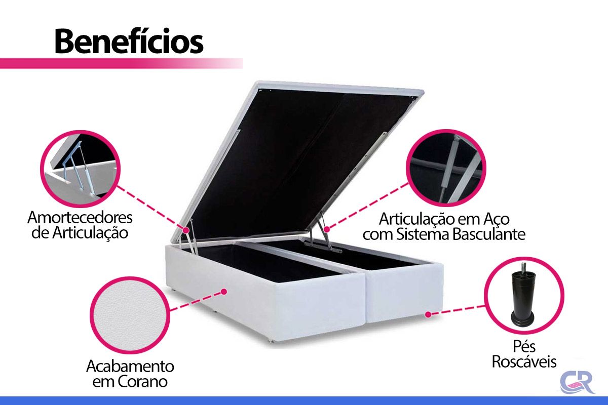 Cama Box Baú Ortobom Light Physical Corano White Cama Box Baú Ortobom Light Physical Corano White