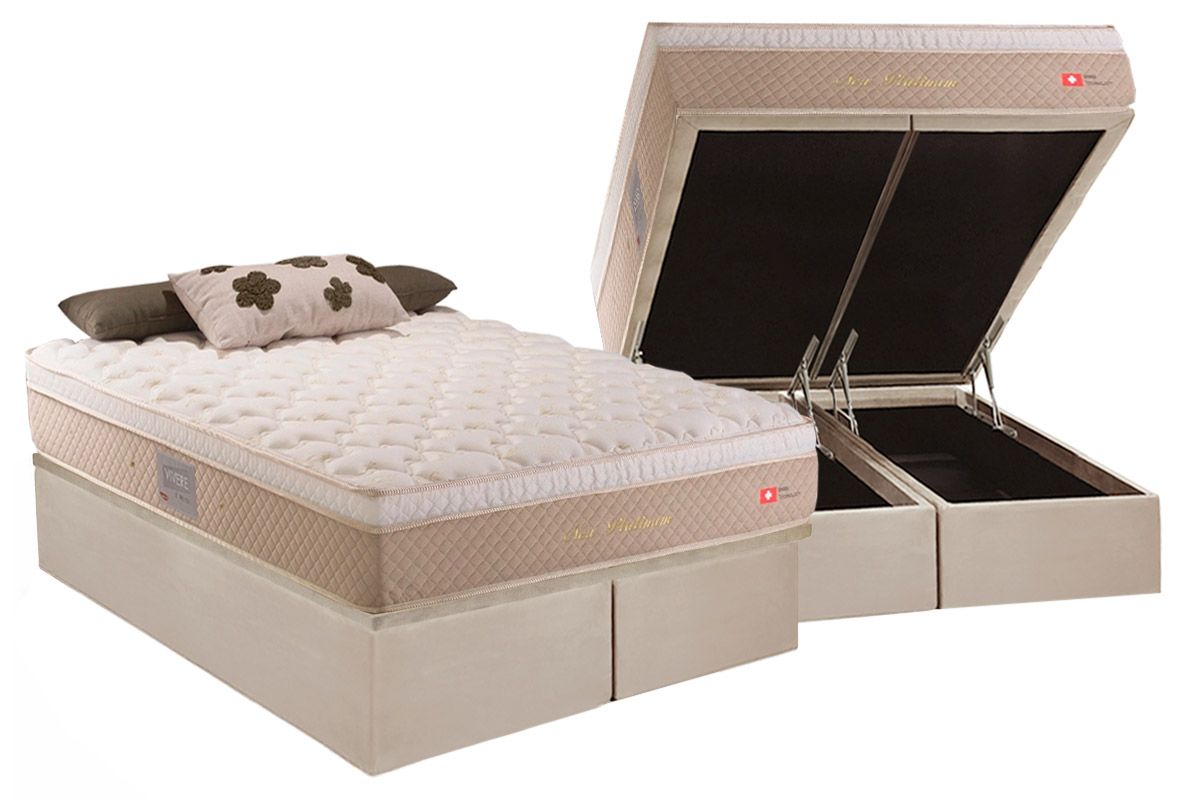 Cama Box Baú CRC +Colchão Molas Platinum Herval