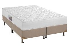 Conjunto Cama Box - Colchão Herval de Espuma D45 Top + Cama Box CRC Universal Nobuck Bege Crema