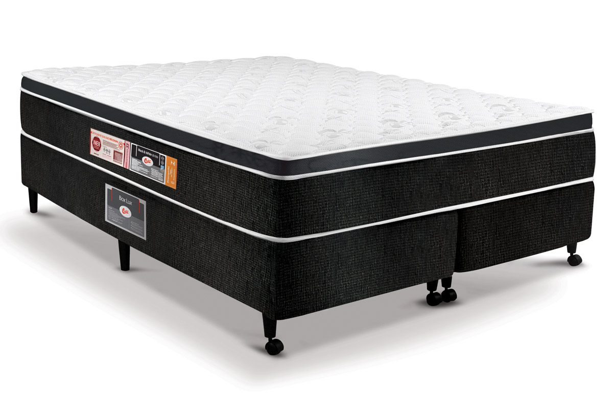 Cama Box CRC +Colchão Espuma D33 Black White Castor